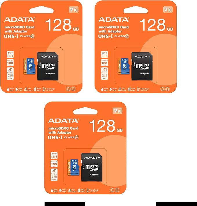 ADATA Premier 128GB 3-Pack MicroSDHC/SDXC UHS-I Class 10 V10 A1 Memory Card - Image 4