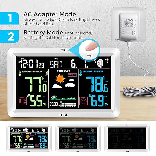 Weather Station with Atomic Clock Indoor Outdoor Thermometer Wireless, Humidity - Image 5