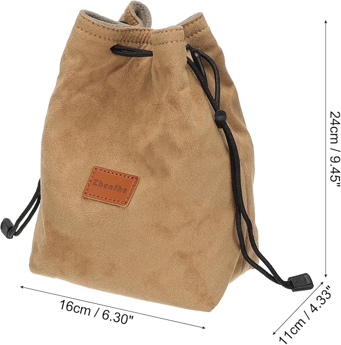 PATIKIL Camera Lens Pouch, L Size Drawstring Lens Case Flannel Camera Lens - Image 2
