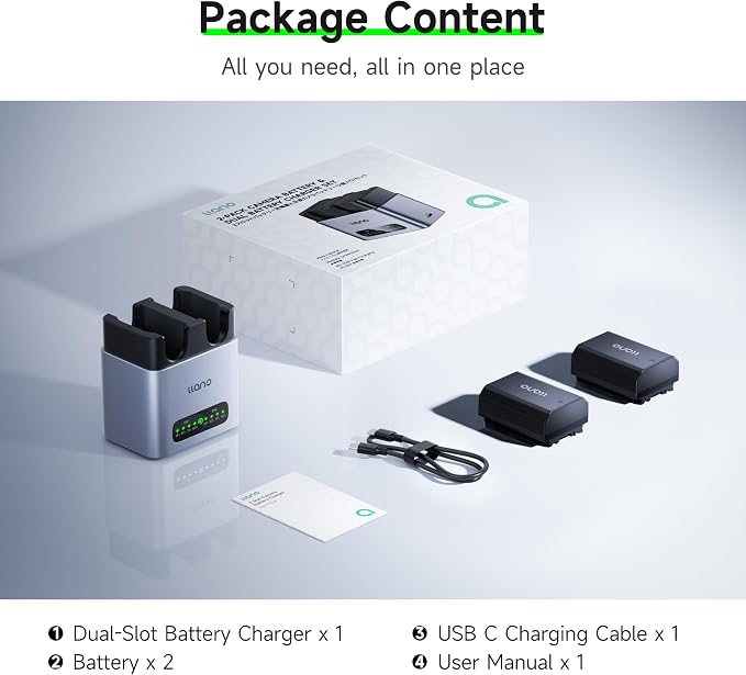 llano 2-Pack 2400mAH NP-FZ100 Battery & 20W Fast Charger Set:Dual Slot - Image 8
