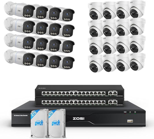 ZOSI 32CH 4K PoE Security Camera System, 32 x 8MP Full Color Night Vision by ZOSI