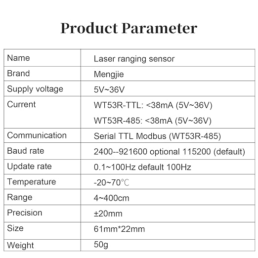 MengJie MJ53R-485 TOF10120 4-200cm Laser ranging Sensor Distance Module UART - Image 2