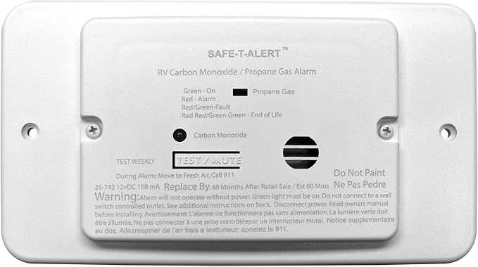Safe T Alert - Dual LP/CO Alarm - Flush Mount w/Trim Ring White - 25-742-WT-TR by SafeTAlert