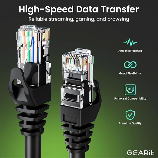 GEARit Cat 6 Ethernet Patch Cable 25 ft Black - Image 3