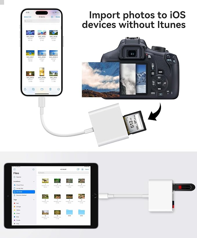 AkHolz SD Card Reader for iPhone iPad Built-in Lightening & USB-C Dual - Image 4