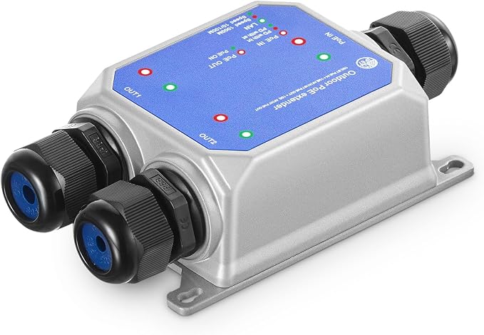 IP67 Outdoor Gigabit PoE Passthrough Switch - 1 In 2 Out Extender by Binardat