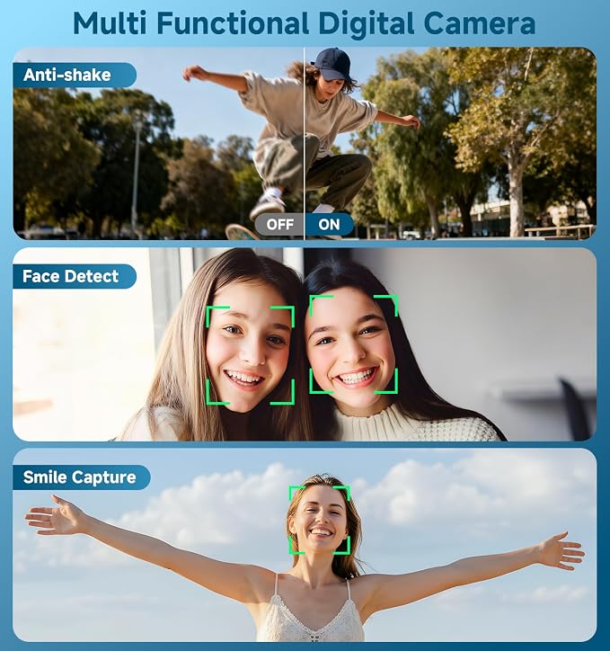 Digital Camera, 56MP Dual Screen Autofocus Vlogging Camera, 16X Zoom Point and - Image 5