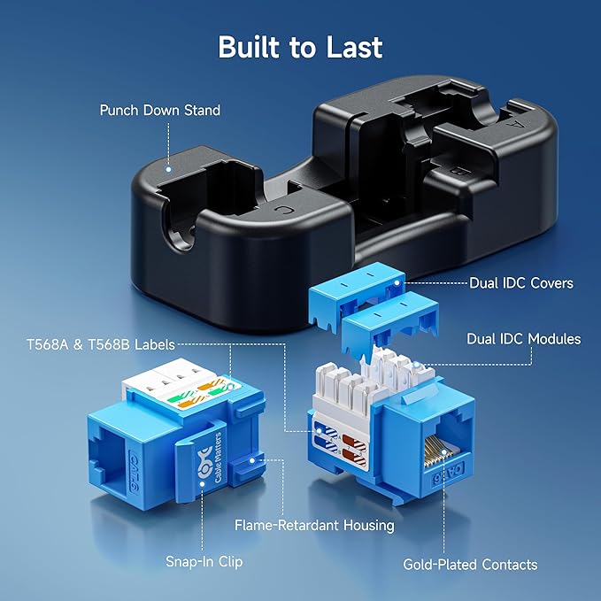 Cable Matters 25-Pack 10Gbps Cat6 Keystone Jacks, RJ45 Keystone Jack, Ethernet - Image 6