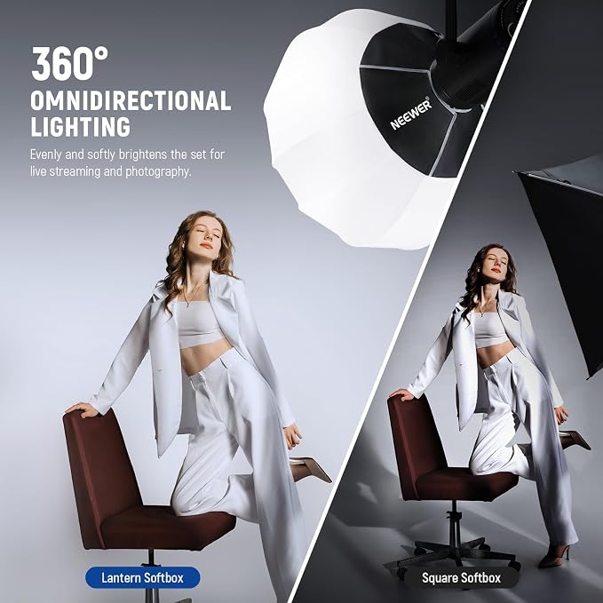 NEEWER 26"/65cm Lantern Softbox, Quick Release 360° Light Diffuser Bowens Mount - Image 3