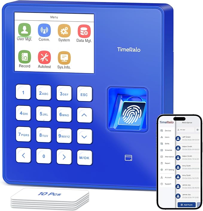 Cloud-Based Time Clock for Small Businesses, 3-in-1 Fingerprint Attendance by Unknown