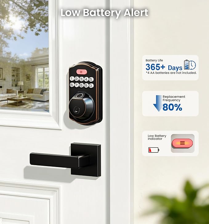 Veise KS02A Fingerprint Keyless Entry Door Lock, Auto Lock, Electronic Keypad - Image 12