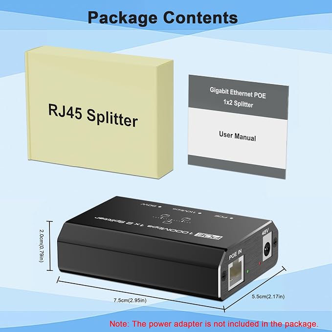 Gigabit PoE Switch, 2 Port Gigabit Ethernet Switch, Ethernet Splitter, Non-PoE - Image 6