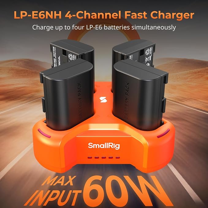 SmallRig 4-Slot Charger for Canon LP-E6NH Battery, PD 60W Fast Charge, LED - Image 3