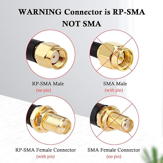 RP-SMA Male to RP-SMA Female Bulkhead Cable 6FT, RG58 Coaxial Cable - Image 3