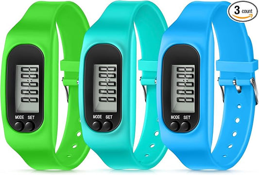 Silicone Fitness Tracker Watch 3 Pcs Walking Running Pedometer Calorie Burning by Kenning