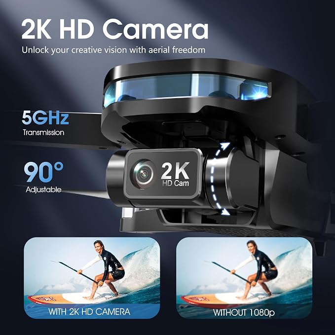 GPS Drone with EIS 2K Camera for Adults, 7.22 inch Screen on Remote Controller - Image 3