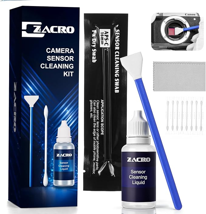 Zacro Camera Cleaning Kit 16mm APS-C Frame Sensor Cleaning Swab*8 + 20ml Sensor by ZACRO