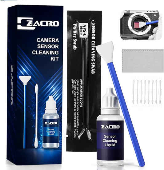 Zacro Camera Cleaning Kit 16mm APS-C Frame Sensor Cleaning Swab*8 + 20ml Sensor by ZACRO