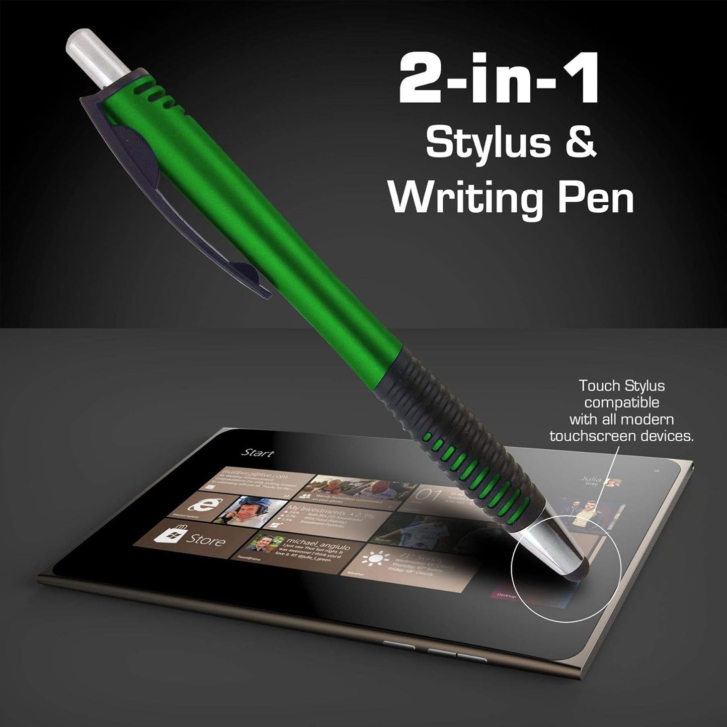 Customized Pens with Your Custom Logo or Text-250 Pack Bulk-for Businesses, Parties, and Events, 2 in 1 Capacitive Stylus & Ballpoint Pen Compatible with Most Touchscreen Devices, Red