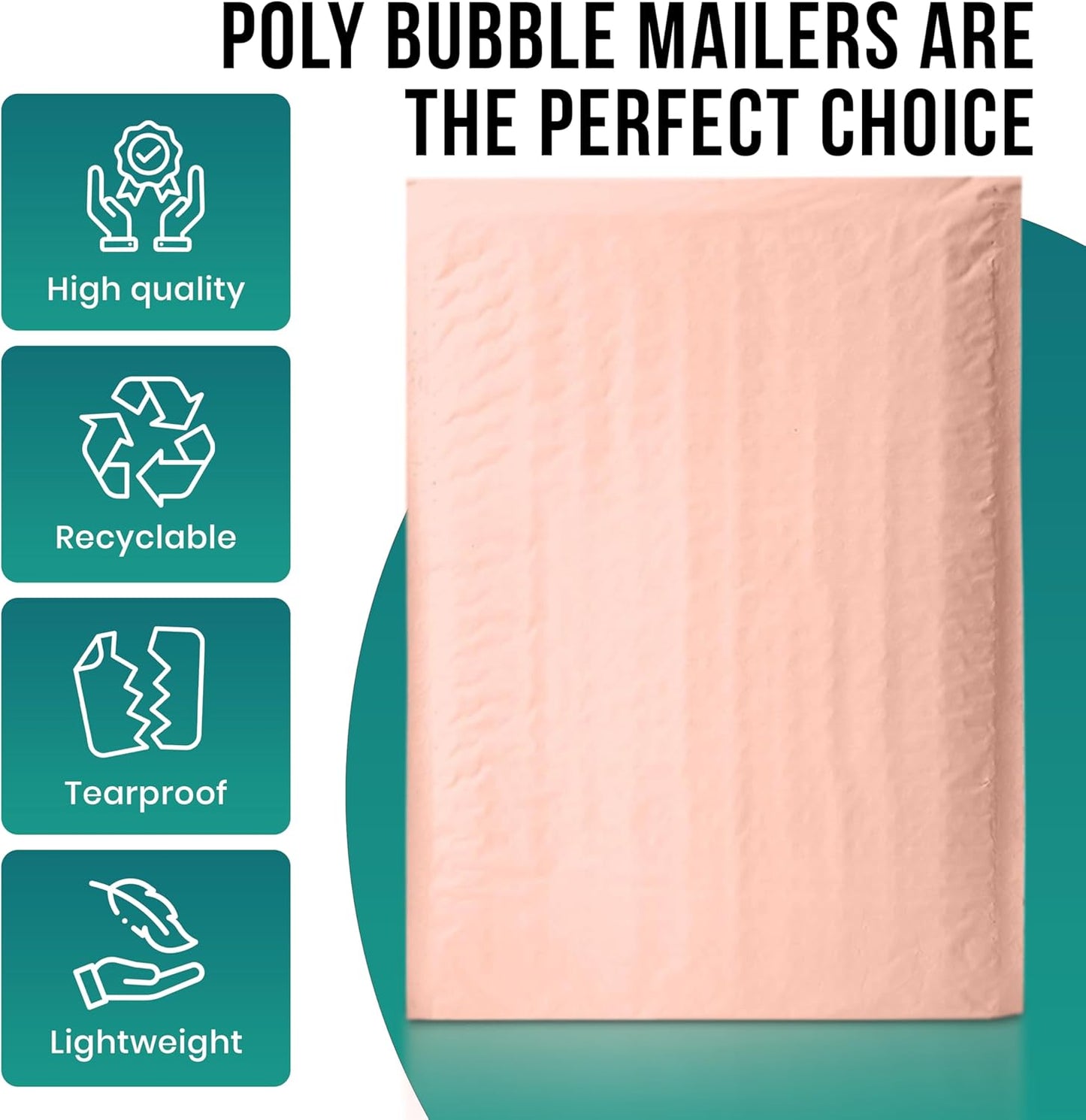 Levex - #0000 4" x 6" [5 Pack] Light Pink Poly Bubble Mailers, Padded Envelope Mailers, Packing Envelope & Mailing Bags for Shipping