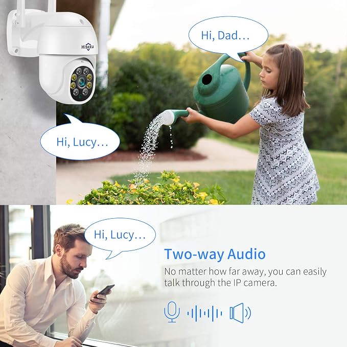 Hiseeu 5MP 360° Pan Tilt Camera WiFi Security Camera Outdoor Motion Tracking - Image 5