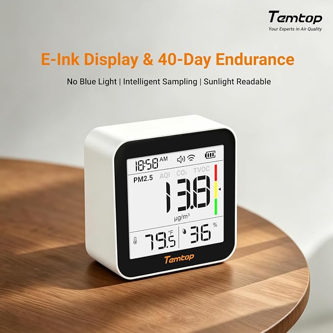 Temtop M10+ WiFi Air Quality Monitor, Rechargeable CO2 Detector - Image 4