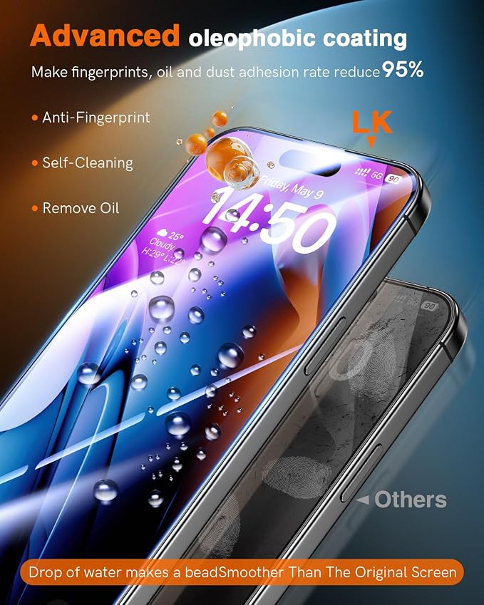 LK 3 Pack for iPhone 15 Pro Screen Protector Military Grade Shatterproof - Image 4