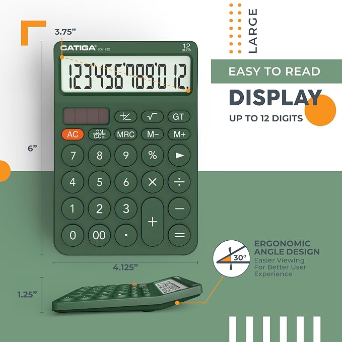 CATIGA 12 Digit Desktop Calculator Basic Desk Calculator - Image 3