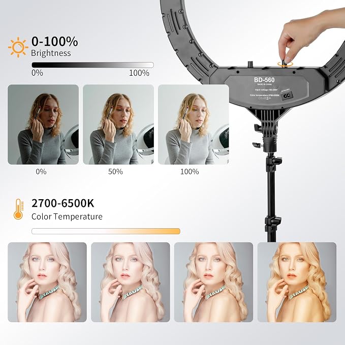 SITTO 22 Inch Ring Light with Remote Control, 43 Inch Wall Mounted Triangle - Image 3