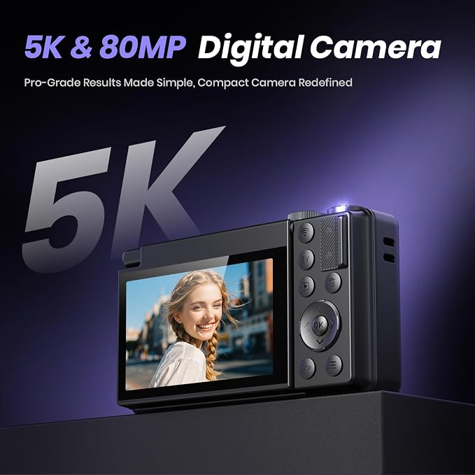 5K Digital Camera for Photography, 2026 Latest 80MP Autofocus WiFi Vlogging - Image 2