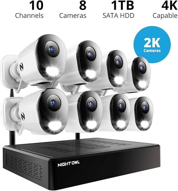 Night Owl 10 Channel Bluetooth Video Home Security Camera System - Image 2