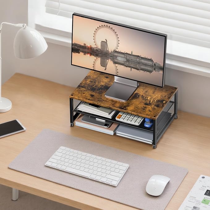 ECOLOVI 2-Tier Computer Monitor Stand Riser, Desk Organizer - Image 6