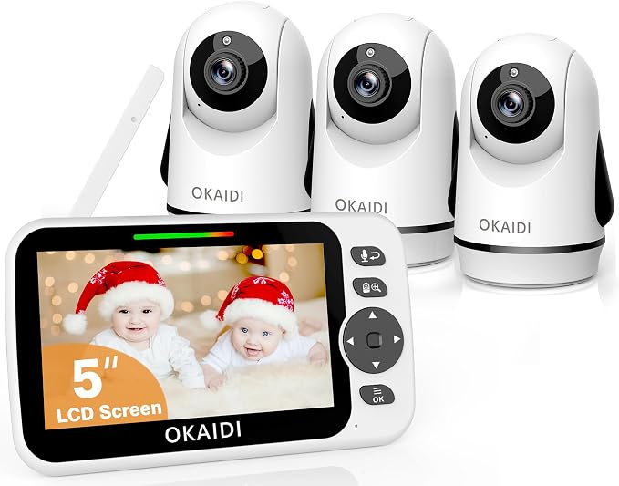 OKAIDI Video Baby Monitor with 3 Cameras, 30H Battery and 1000ft Range by OKAIDIVideoBabyMonitor