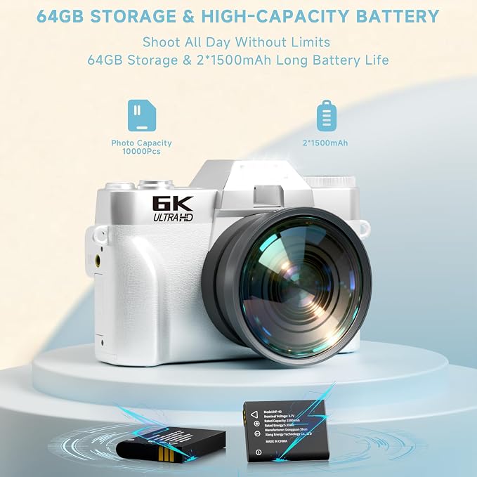 6K Digital Camera for Photography Autofocus, 2026 Upgraded WiFi Vlogging Camera - Image 5