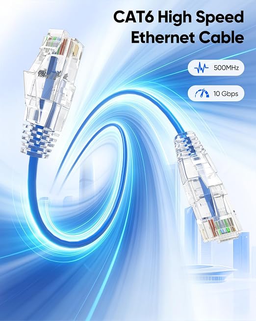 Cat6A 1FT Ethernet Cable Short, Snagless RJ45, Pure Bare Copper Wire - Image 2