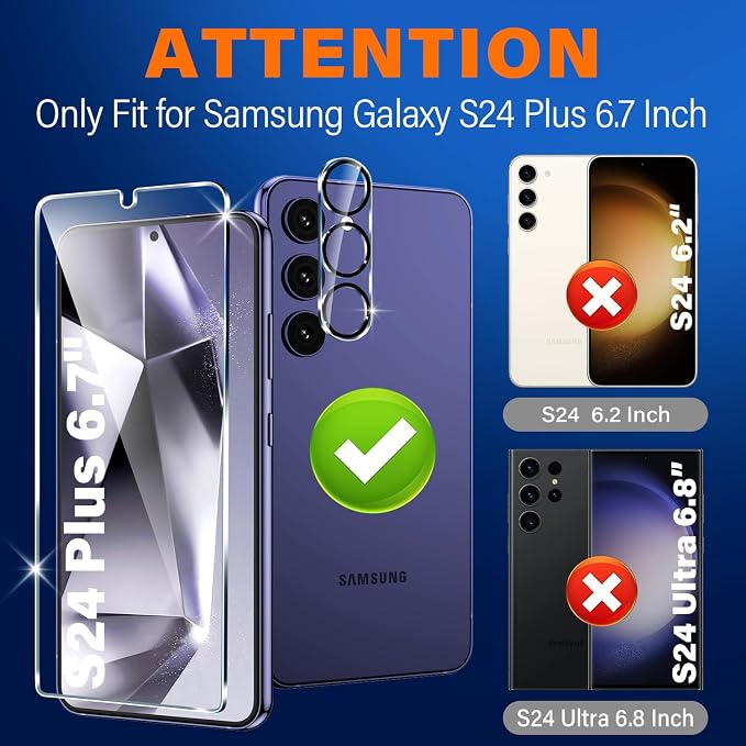 firtstnow 3 Pack for Samsung Galaxy S24 Plus Screen Protector Tempered Glass + - Image 2