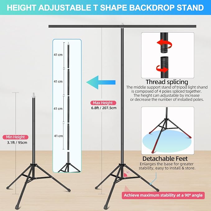 Black Backdrop Background with Stand - Image 4