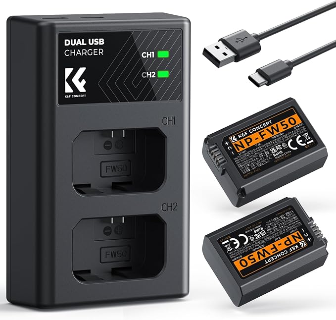 K&F Concept NP-FW50 Battery and Dual Slot Charger by KFCONCEPT