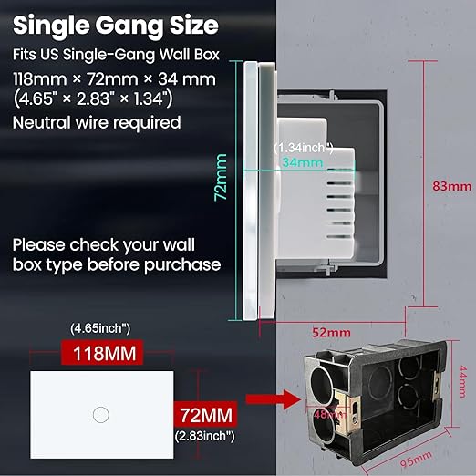 Zigbee Smart Switch Neutral Wire Required Need Zigbee Hub, 4.65 X 2.83 X 1.34 - Image 5