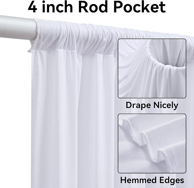 20ft x 14ft Wrinkle Free White Backdrop Curtains - Image 3
