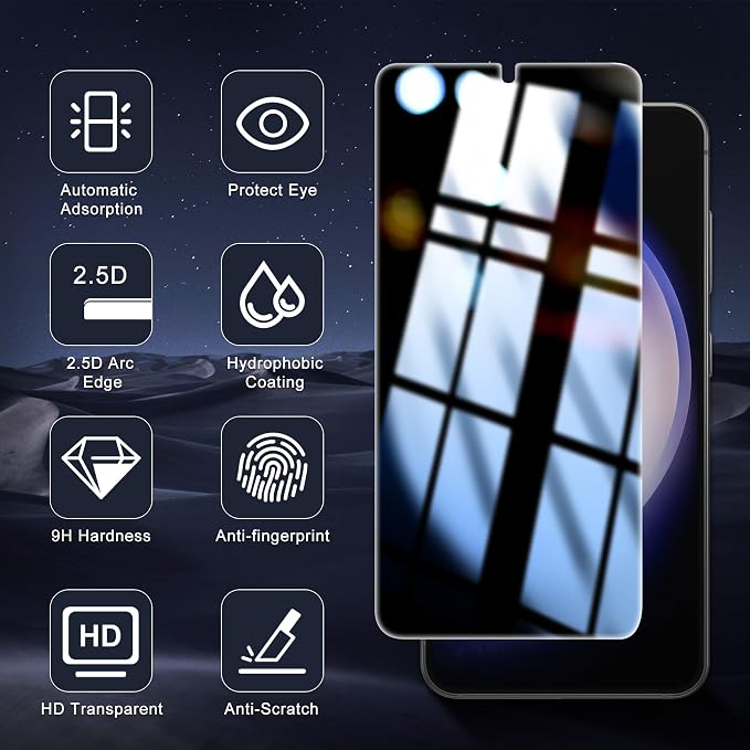 2 Pack for Samsung Galaxy S23 Privacy Screen Protector, 2 Pack Camera Protector - Image 9