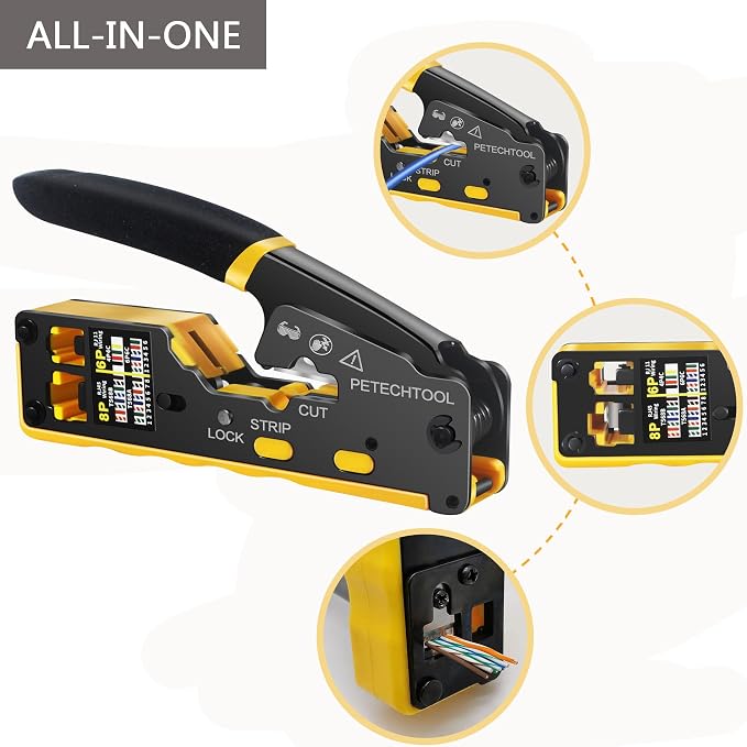 RJ45 Crimp Tool Pass Through Cat5e Cat6 Ethernet Crimping Tool All-in-one - Image 2