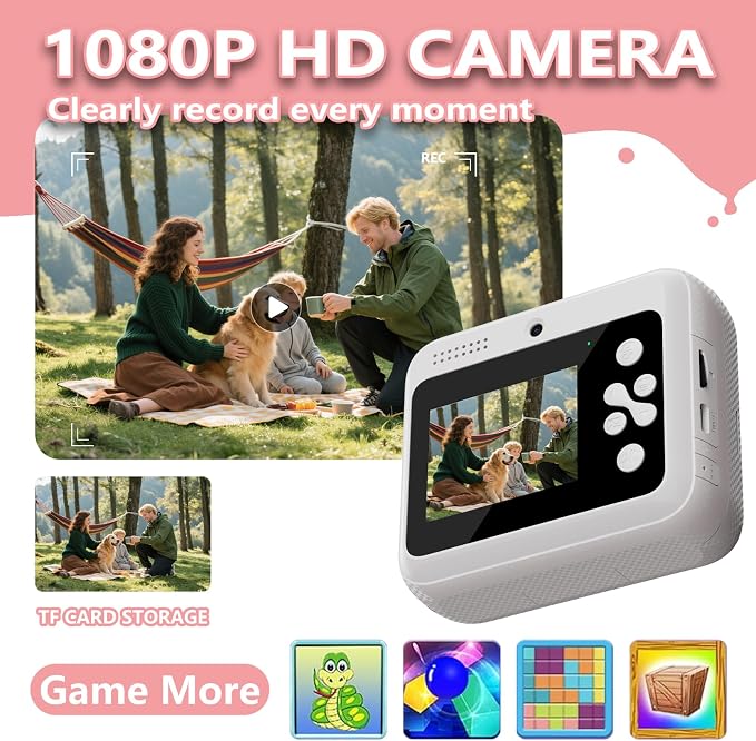 Kids Camera Instant Print with Color Printing Paper and Protective Case 32GB - Image 2