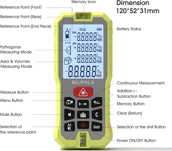 Laser Measure, 165ft Digital Laser Distance Meter - Image 7