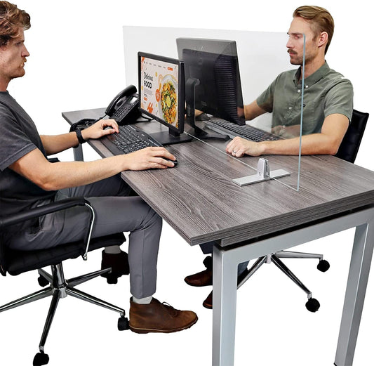 OBEX Acrylic Free Standing Screen, Divider for Desk Privacy Home & Office Partitions for Table Top Workstation, Portable Cubicle Panel for Work, 24" x 60", Clear