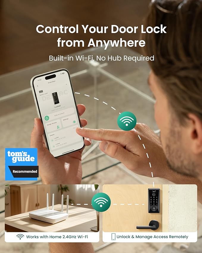 DESLOC Smart Lock D110 Plus, WiFi Fingerprint Smart Front Door Lock - Image 2