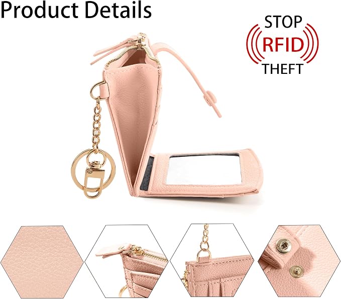 Keychain Wallet Wristlet Small Credit Card Holder Bracelet Key Chain Purse - Image 4