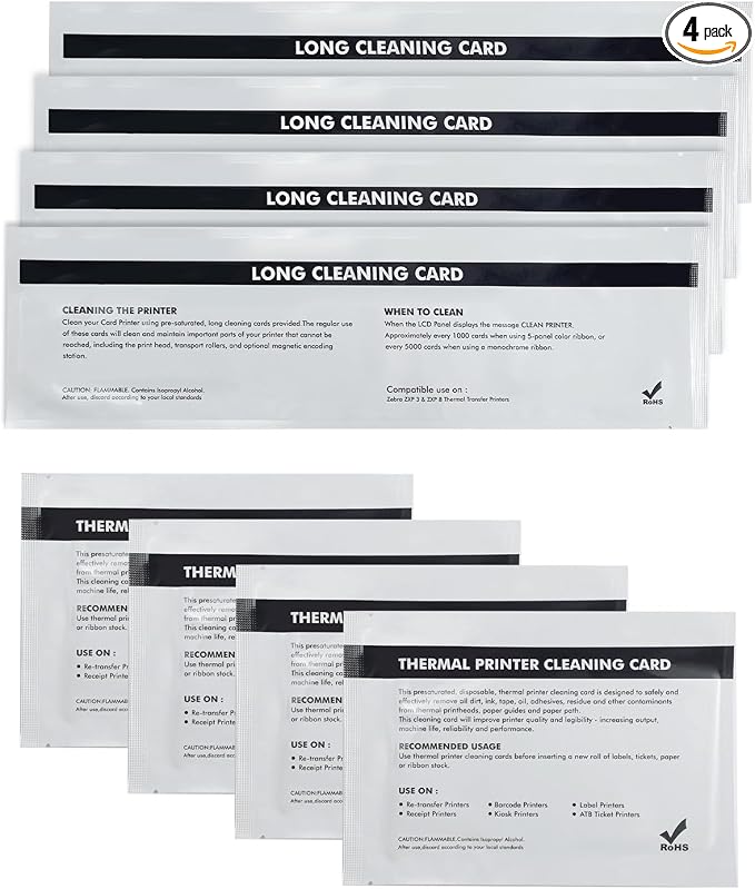 4 PCS Cleaning Kits Fit for Zebra ZXP Series 1 ZXP Series 3 ID Card Printers by Unknown