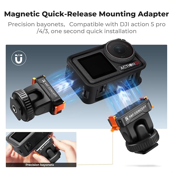 K&F CONCEPT Cold Shoe Action Camera Magnetic Quick Mount Holder, Tripod Mount - Image 4