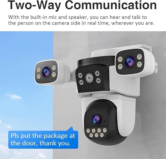 EVERSECU Triple Lens WiFi PTZ Security Camera, Three Cameras in One, Side - Image 5